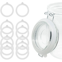 12 Pieces Rubber Seals Rings For Glass Jars, Airtight Silicone Replacement Gasket For Jars, Leakproof Silicone Gasket Sealing Rings For Mason Jars, Elastic And Fits Most Sizes (White)