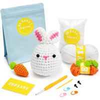 Crochet Kits For Beginners - All-In-One Stuffed Animal Knitting Sets - Step-By-Step Video Tutorials Diy, Rabbit&Carrot Crochet Kits
