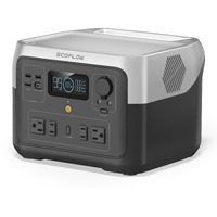 Ef Ecoflow Portable Power Station River 2 Max, 512Wh Lifepo4 Battery/ 1 Hour Fast Charging, Up To 1000W Output Solar Generator (Solar Panel Optional) For Outdoor Camping/Rvs/Home Use Black