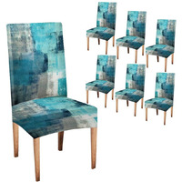 Capsceoll Turquoise Teal Chair Covers For Dining Room 6 Pack And Dining Kitchen Chair Cover Chair Clipcovers Removable Washable Kitchen Chair Protector Cover