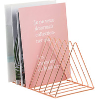Esaepres Rose Gold Magazine Holder, Desktop File Sorter Organizer Triangle 9 Slot Newspaper Record Storage Shelf Rack For Home Office Decoration