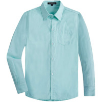 Springgege Boys Long Sleeve Dress Shirts Formal Uniform Woven Solid, Aqua, 9-10 Years