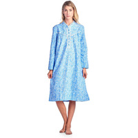 Casual Nights Womens Flannel Floral Long Sleeve Sleepwear Nightgown - Blue - X-Large