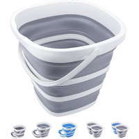 Craftend Collapsible Bucket 10L 26 Gallon Cleaning Bucket Mop Bucket Folding Foldable Portable Small Plastic Water Supplies For Outdoor Garden Camping Fishing Car Wash Space Saving Grey Square