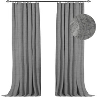 100% Blackout Shield Linen Blackout Curtains 108 Inches Long 2 Panels Set, Clip Rings/Rod Pocket Blackout Curtains, Black Out Curtains & Drapes For Bedroom, 50 Inches Wide Each Panel, Dark Gray
