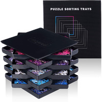 8 Puzzle Sorting Trays With Lid 10 X 10 Inches - Jigsaw Puzzle Accessories Black Background Makes Pieces Stand Out To Better Sort Patterns, Shapes And Colors  For Puzzles Up To 1500-2500 Pieces