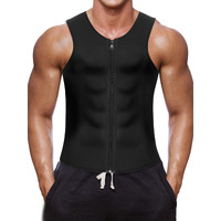 Wonderience Men Waist Trainer Vest Hot Neoprene Sauna Suit Corset Body Shaper Zipper Tank Top Workout Shirt(Black, Large)