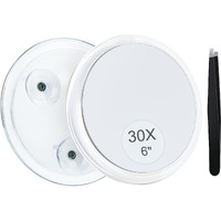 Miyadiva 30X Magnifying Mirror Suction Cup For Easy Mounting, Use For Makeup Mirror, Travel Stick On Shower Mirror For Plucking Eyebrows 6 Inch