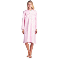 Casual Nights Womens Flannel Floral Long Sleeve Sleepwear Nightgown - Pink - X-Large