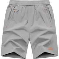 Rdruko Mens Hiking Running Shorts Quick Dry Athletic Performance Shorts Zip Pockets(Light Grey, Us L)