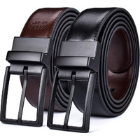 Beltox Fine Men 's Dress Belt Leather Reversible 1.25 "" Wide Rotated Buckle Gift Box(Black/Brown Belt With 0440 Black Buckle,42-44)