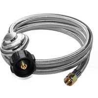 Dozyant 5 Feet Universal Qcc1 Low Pressure Propane Regulator Grill Replacement With Stainless Steel Braided Hose For Most Lp Gas Grill, Heater And Fire Pit Table, 38 Female Flare Nut