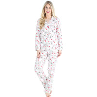 Pajamamania Womens Cotton Flannel Long Sleeve Button-Down Pajamas Pj Set, Polar Bear, Medium,