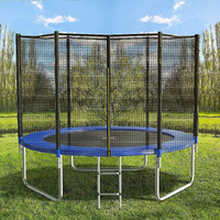 Aotob 8 Ft Trampoline Safety Enclosure Net Combo Bounce Jump For Kids Outdoor With Spring Pad Jump Mat & Ladder