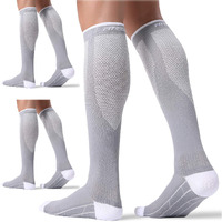 Fitrell 3 Pairs Compression Socks For Women And Men 20-30Mmhg- Circulation And Muscle Support Socks For Travel, Running, Nurse, Medical Grey S/M