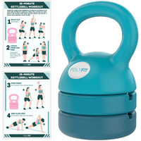 Adjustable Kettlebell - 5 Lbs, 8 Lbs, 12 Lbs Kettlebell Weights Set For Home Gym - Teal
