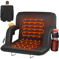 Double Heated Stadium Seats For Bleachers With Back Support And 25"" Wide Cushion, Extra Portable Bleacher Seat Foldable Stadium Chair, Usb 3 Levels Of Heat, 5 Pockets, For Outdoor Camping Games Sports
