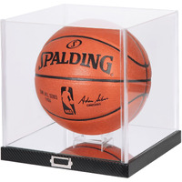 Jackcubedesign Basketball Display Case Sports Showcase Storage Box Holder Organizer With Carbon Fiber Style Stand And Clear Acrylic Cover(Black, 10.9 X 10.9 X 11.3 Inches) - :Mk342A