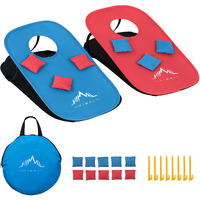 Himal Collapsible Portable Cornhole Game Boards 10 Cornhole Bean Bags Cornhole Set Tic Tac Toe Game 2 Games On 1 Board (2 X 1-Feet)
