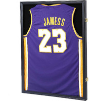 Jersey Display Frame Case, Large Lockable Shadow Box Sports Jersey Frame With 98% Uv Protection Acrylic And 2 Hanger For Baseball Basketball Football Soccer Hockey Shirt,Uniform, Graduates Black