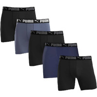 Puma Men's Microfiber Boxer Brief, 5-Pack (Medium, Black / Grey / Blue)
