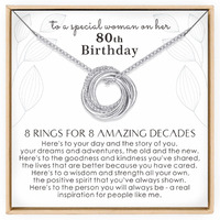 Annamate 80Th Birthday Gifts For Women 925 Sterling Silver 8 Circles Necklace For Her Eight Decade Jewelry 80 Years Old Birthday Gift