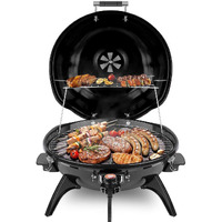 Electric Bbq Grill Techwood 15-Serving Indoor/Outdoor Electric Grill For Indoor & Outdoor Use, Double Layer Design, Portable Removable Stand Grill, 1600W (Countertop Black Bbq Grill)