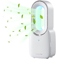 Let'Me Desk Fan,Portable Bladeless Fan 11.8 Inch Small Personal Cooling Fan With 5 Colors Touch Control Led Light,Quiet Table Fan For Home, Office, Bedroom