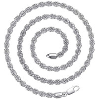 Asdull 925 Sterling Silver Clasp 5Mm Silver Rope Chain Necklace For Men Silver Link Chain For Women 24 Inches