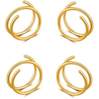 Double Hoop Earrings For Single Piercing,Fake Piercing Silver Double Earring, Handmade Cartilage Piercing, Twist Double Hoop Huggie Earrings, Wrap Earrings Spiral Earrings For Women