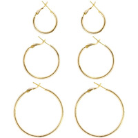 Big Gold Hoop Earrings For Women Hypoallergenic 925 Sterling Silver Post Thin Loop 14K Gold Plated Hoop Earrings Set For Girls, 3 Pairs (14K Gold 20Mm,30Mm,40Mm)