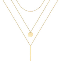 Ava Riley Necklace For Women, 14K Gold-Plated Dainty Choker, 3 Piece Sets - Chain+Disc+Bar Necklaces For Women, Trendy Beach Jewelry