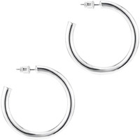 Pavoi 14K White Gold Hoop Earrings For Women | 3.5Mm Thick 45Mm Infinity Gold Hoops Women Earrings | Gold Plated Loop Earrings For Women | Lightweight Hoop Earrings Set