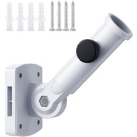 Phitric Adjustable Flag Pole Holder, Multi-Position Mounting Flag Bracket, Heavy Duty Flag Pole Holder For Outside House, Premium Aluminum Alloy Strong Rust Free Bracket With Hardwares (White)