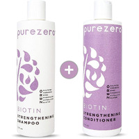 Purezero Biotin Shampoo & Conditioner Set - Anti Thinning Formula - Volumizing, Thicker, Fuller Hair - Zero Sulfates, Parabens, Dyes, Gluten - 100% Vegan & Cruelty Free - Great For Color Treated Hair