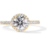 Pavoi 14K Yellow Gold Plated Engagement Ring For Women | Wedding Ring For Women | Round Halo Womens Engagement Ring | Size 8