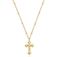 Fettero 14K Gold Plated Cross Necklace, Cross Faith Blank Rivet Pendant Dainty Chain Simple Tiny Jewelry Gift For Women