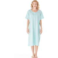 Keyocean Nightgown For Women, Soft Cotton Knit Lightweight Short-Sleeve Ladies Sleepwear Gown, Light Turquoise, Xx-Large (Xxl)