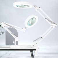 Hitti 10X Magnifying Glass With Light, 1,800 Lumens Stepless Dimmable, 3 Color Modes, 4.2 Real Glass Lens Led Magnifying Desk Lamp & Clamp