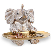 Silver Elephant Statue For Home Decor Accents Living Room Bookshelf Tv Stand Office. Trinket Dish. Retirement Appreciation Gift -Gift For Mom Boss Co-Workers, Teachers, Nurse, Friends, Wife, Sister