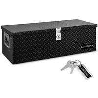 Arksen 30 Inch Heavy Duty Aluminum Diamond Plate Tool Box Chest Box Pick Up Truck Bed Rv Trailer Toolbox Storage Lockable Organizer With Side Handle And Lock Keys - Black