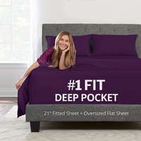 Twin Xl Sheets Deep Pockets - 21    Twin Xl Deep Pocket Sheets - [3 Piece Set] Oversize Flat Sheet, Fitted Sheet And 1 Zipperede Pillowcase - 18   -23    Pillow Top Mattress Extra Long Twin Sheets - Purple