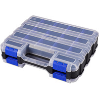 Small Parts Storage Case Tools Box Organizer Double Side 34 Compartments Hardware Organizers With Removable Plastic Dividers For Screws Nuts Nails Bolts