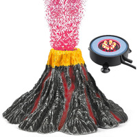 Uniclife Aquarium Volcano Ornament Kit Realistic Resin Volcanic Decoration With Air Stone Bubbler Red Led Light Decor For Fish Tank Landscape Addition And Oxygenation