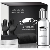 Autokcan Nano Ceramic Coating For Cars, 10H High Gloss 50Ml Anti-Scratch Sio2 Ceramic Coating Super Hydrophobic Mirror Paint Sealant Protection With Gloves