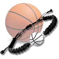Sportybella Basketball Charm Bracelet, Black Adjustable Paracord Rope Bracelet With Silver Basketball Charm, Fits 5 ' ' To 8 ' ' Wrists, Unisex Gift For Players, Teams, Coaches, And Fans