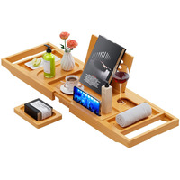 Premium Bathtub Tray Caddy - Expandable Bath Tray - Unique House Warming Gifts, New Home, Anniversary & Wedding Gifts For Couple, Bridal Shower Gift For Women