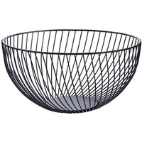 7Uyuu Fruit Basket For Kitchen | Wire Fruit Basket Holder For Lemon, Potato, Onion | Black Counter Decorative Fruit Bowl - 10.2 In (Round B)