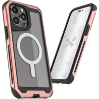 Ghostek Atomic Slim Iphone 14 Pro Max Case For Women Girly With Magsafe Ring Crystal Clear Back Shockproof Heavy Duty Protective Phone Cover Designed For 2022 Apple Iphone 14 Pro Max (6.7 Inch) (Pink)