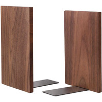 Muso Wood Handmade Walnut Book Ends, Non-Skid Bookends For Shelves, Large Sturdy Book Ends For Heavy Books, Decorative Book Shelf (1 Pair)